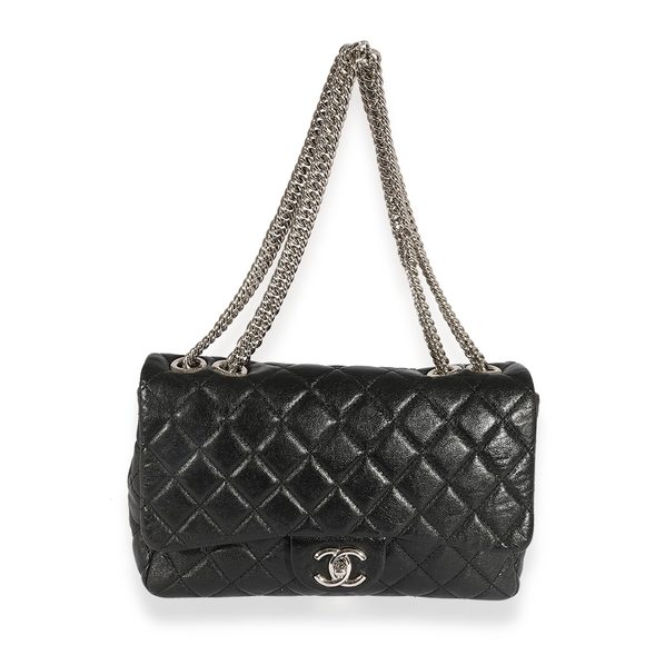 Chanel Black Quilted Goatskin Bijoux Chain Jumbo Single Flap Bag - Picture 7 of 8
